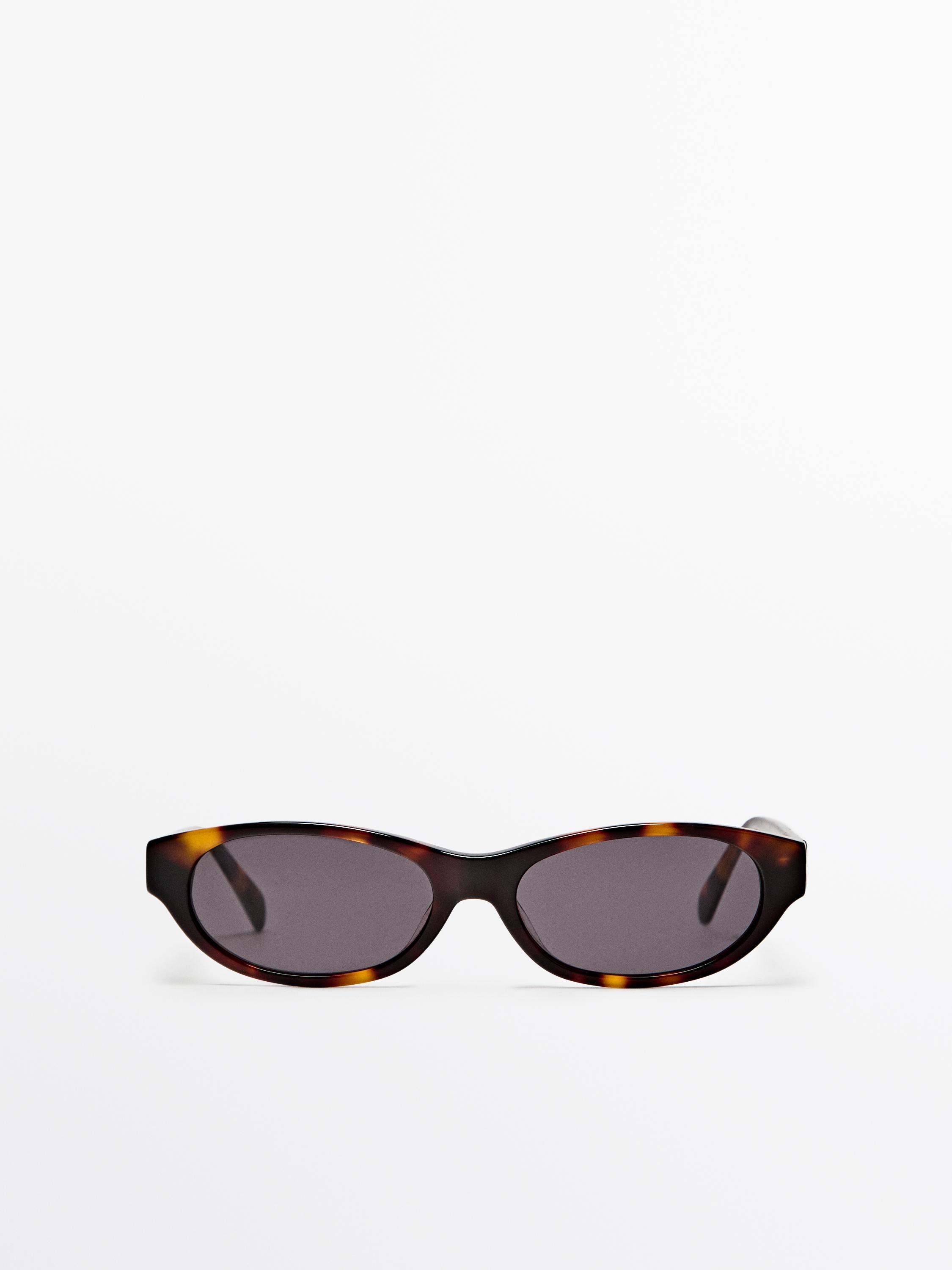 Lunettes de soleil étroites effet écaille